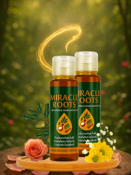 Miracle Roots Herbal Hair Oil – 100% Organic Formula for Hair Growth, Hair Fall Control & Dandruff Treatment (2 Bottles Combo Pack)